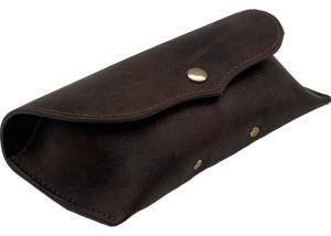 Quality Dark Brown Luxury Leather Glasses Case , Soft Leather Sunglasses Case wholesale