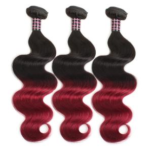 Quality Unprodussed Remy Indian Virgin Hair Weft Body Wave Ombre Color 1B/99J wholesale