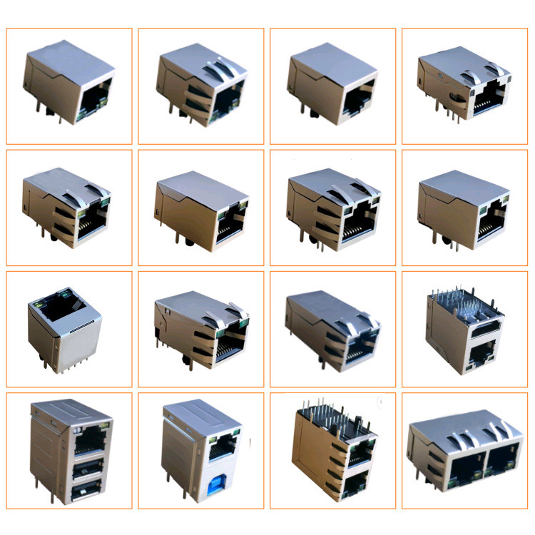 rj11 6p2c 2 PORTS connector jack modular right angel through hole unshielded