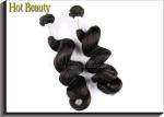 22 Inch Peruvian Virgin Hair / Natural Black Loose Wave Hair Bundles