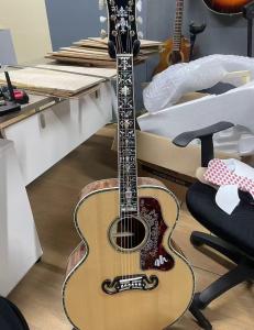 Quality Custom 43 INCH SJ200 JUMBO SOLID Back Side Acoustic Electric Guitar Abalone Binding wholesale