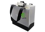 150 * 160 * 80mm Recycled Coated Paper Bags , Black / White Retail Bags With