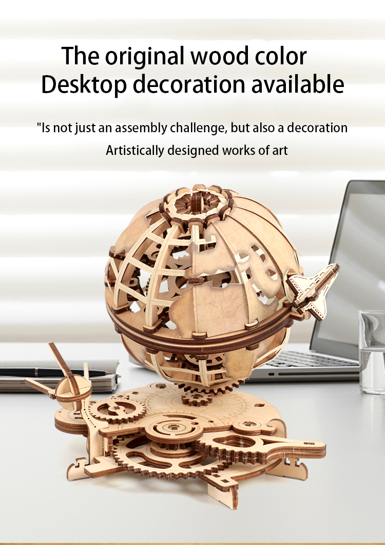 Kids Wooden 3D Power Globe Puzzle Baby Developmental Toys Educational Game