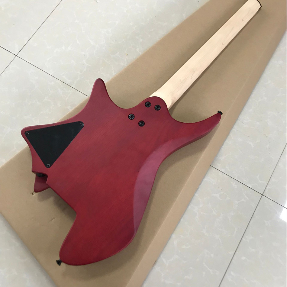 GRAND Red burst color Headless Electric Guitar 2019 New arrival solid wood guitar,Black hardware Free shipping