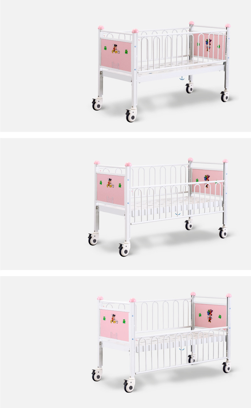 Factory Infant Hospital Crib Metal Babies Clinic Medical Bed Kids Children Pediatric Bed with Casters Manufacturers
