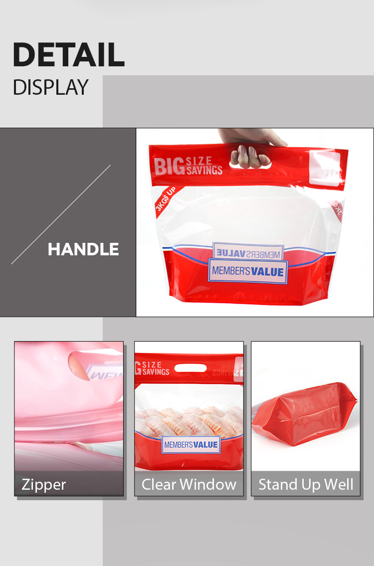 200 Microns 5kg Dry Fruit Packing Pouch Chicken Bopp Packaging Bag With Zipper Handle Window
