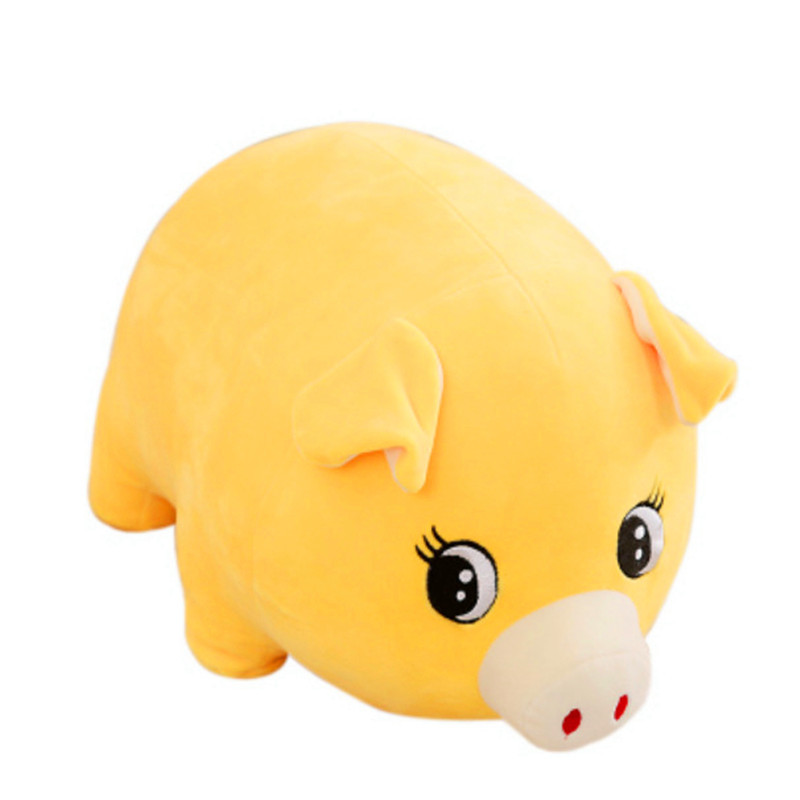 30cm Polyester Pink Yellow Pig Stuffed Plush Toys Large Pet Sleep Pillow