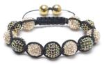 Shamballa Bracelet, Green & Clear Crystal Pave Alloy Beads