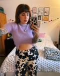 Fleece Knitted Short Sleeve Crop T Shirt