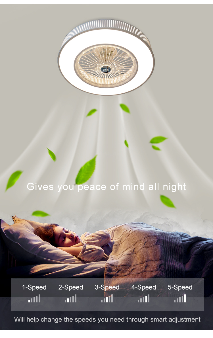 20" Blade Size Modern Design Ceiling Fan with LED Light 1stshine White and DC Motor