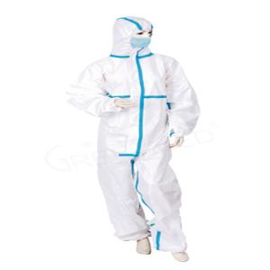 Quality White Blue Elastic Cuff Hooded Isolation Protective Clothing wholesale