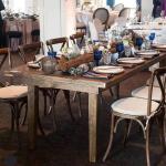 Recycled Elm Wood Banquet Tables Farmhouse Folding Event Table Vintage Colour