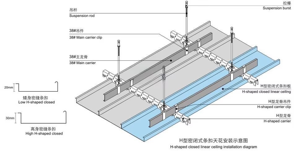 Modern Design Customized Aluminum Suspended Metal Strip Slat False Ceiling For Hallway Interior Decoration