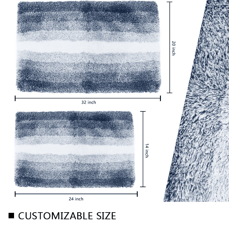 Indigo High Pile Latex Backed Bath Mats Yarn Weight 1200GSM