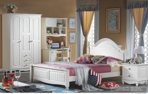 Quality white youth wooden bed room set furniture wholesale