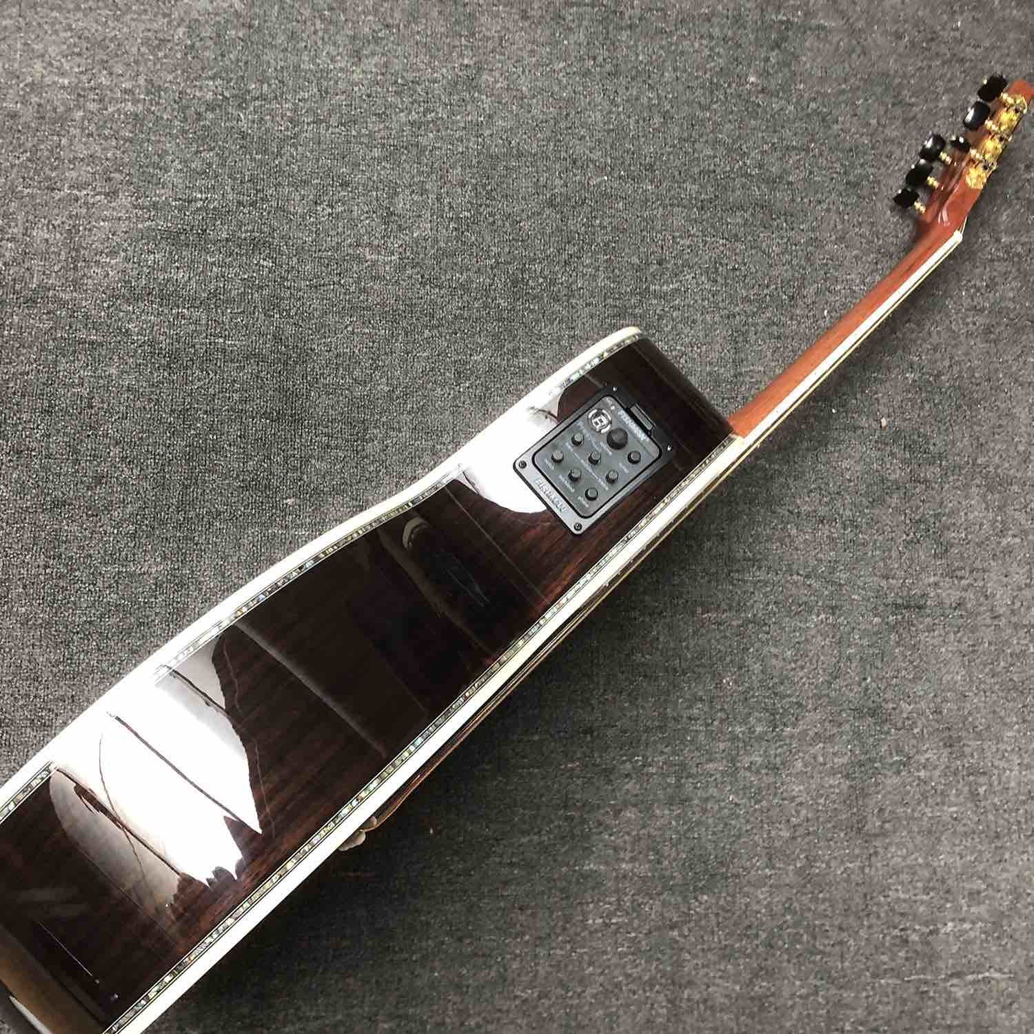 Custom 39 Inch OOO 45AA AAAAA All Solid Wood Acoustic Guitar with 301 Electronic EQ Ebony Fingerboard Slotted Headstock