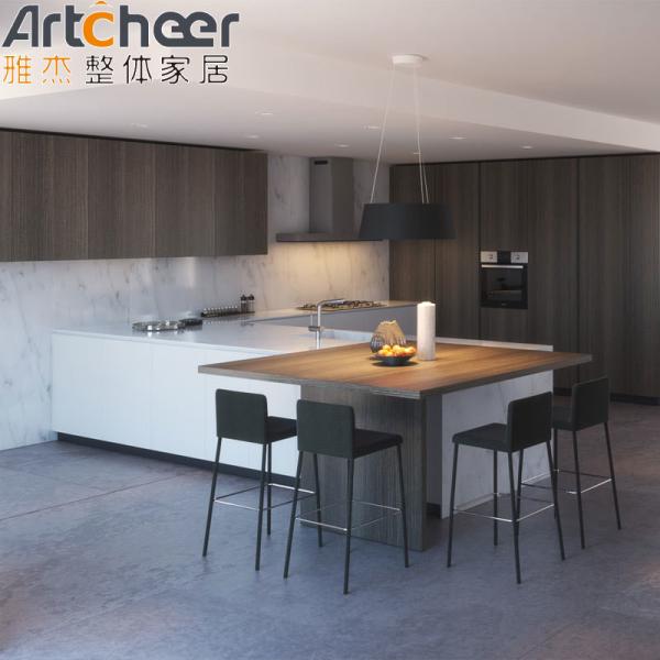 White Glass Door Lacquer Surface Treatment Modular Kitchen Cabinets For Project