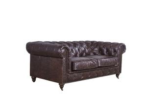 Quality Living Room Two Seater Brown Leather Sofa , 2 Seater Leather Couch Durable Linen wholesale