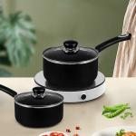 Good Quality Kitchen 4 PCS Black Cookware Pots Cooker Round Sauce Pan Circle