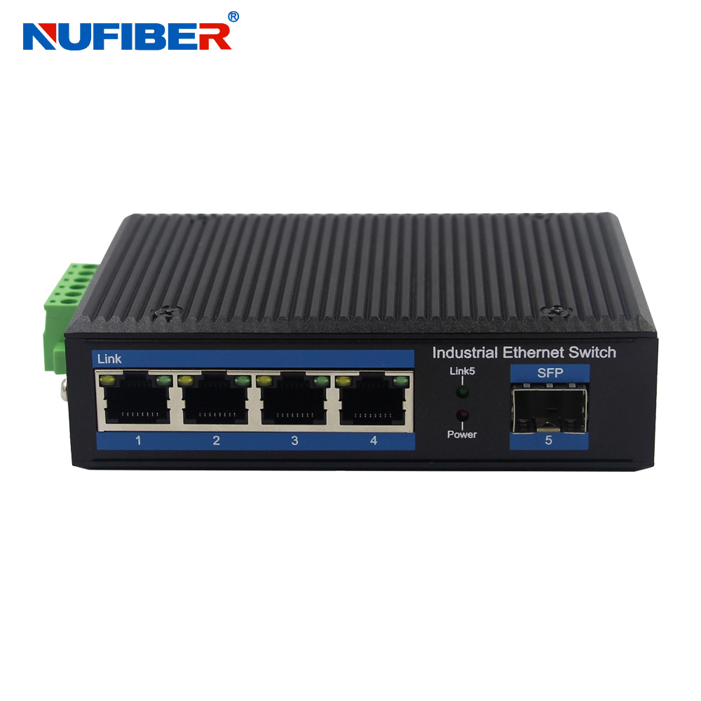 10/100/1000Mbps 4 Port Unmanaged Ethernet Switch with SFP Slot Redundant Power Inputs Aluminum Alloy