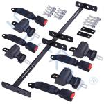 Black Retractable Golf Cart Seat Belt Kit Club Car EZGO Yamaha 4 Passenger