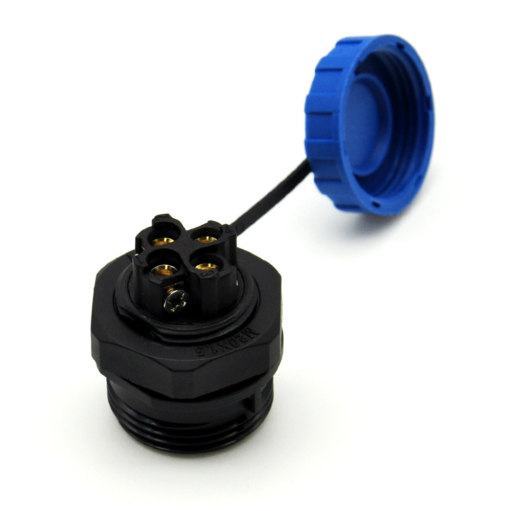 12mm 4 Pin Waterproof Plug Panel Mount Connector Nut Type Docking Assembly