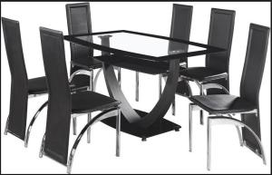 Quality hot sell tempered glass dining room furniture dining table and dining chair wholesale