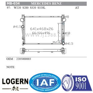 Quality Aluminium Body MERCEDES BENZ Radiator For Benz W220/S280/S320/S350l'97-99 wholesale