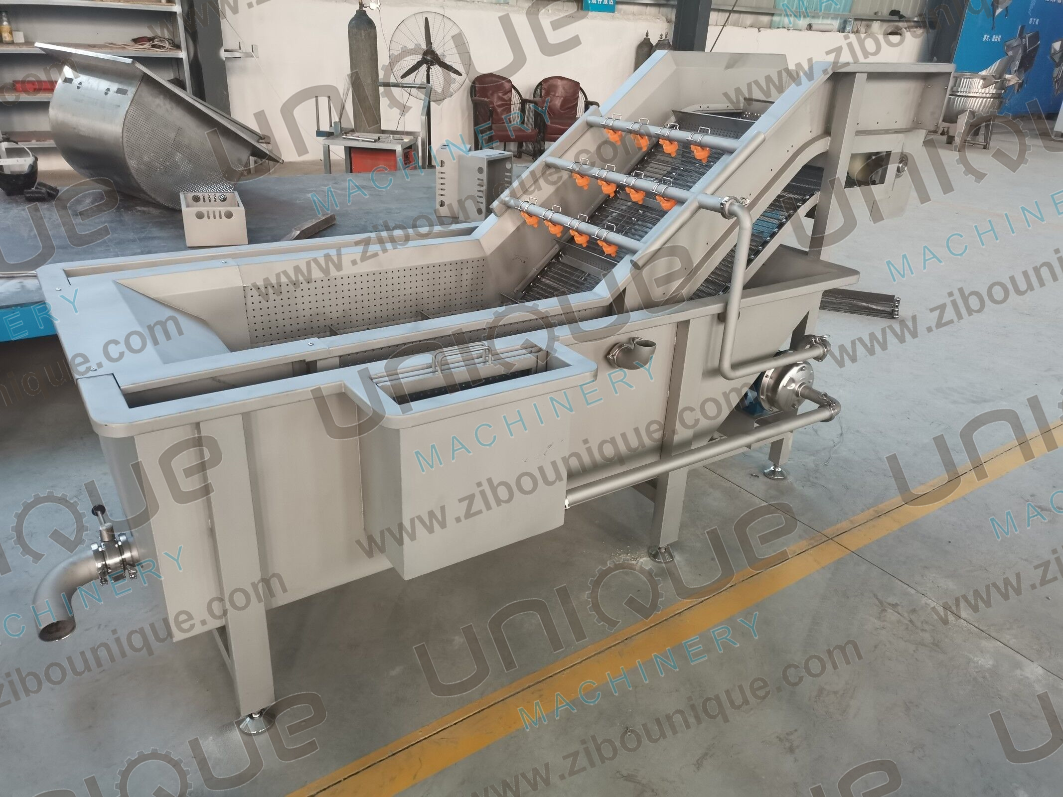5000x1450x1400 Mm Bubble Vegetable Washing Machine For Vegetable Fruit Cleaning Line