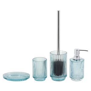 Quality Vertical Stripe Design Glass Bathroom Accessories Set Modern Round Shape wholesale