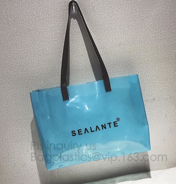 Semi-clear Tote Bags Stripe PVC Shoulder Bag with Pouch, PVC PU Trendy Handbag Shoulder Bag Beach Bag, PVC shoulder bag