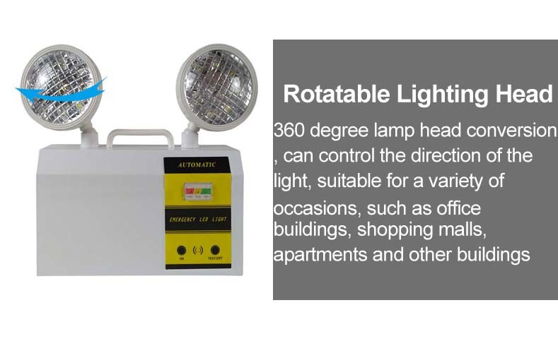 8 Hours Iron LED White Twin Spot Emergency Light