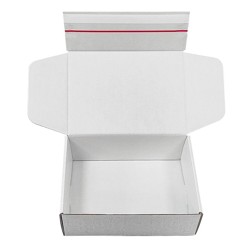 Custom Logo Corrugated Cardboard Shipping E Commerce Packaging Box Tear Strip Zipper Box