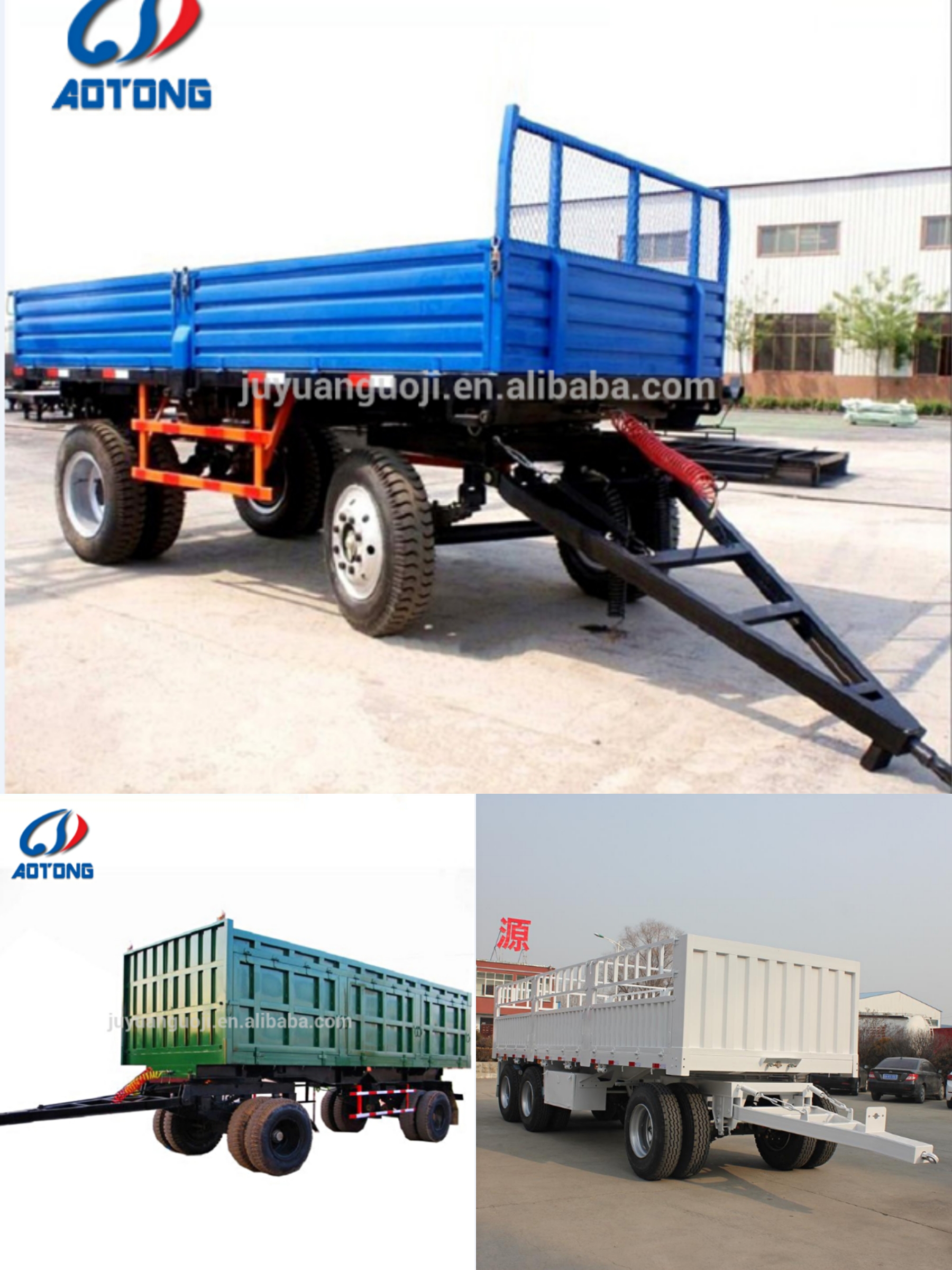 9.00-22.5 Rim and 12R22.5 Tire Farm Flatbed Trailer for 20-40 Tons Farm Tractor