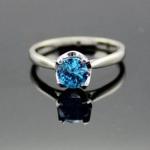 Women 925 Silver Jewelry 5mm Round Blue Topaz Cubic Zircon Ring(R258)