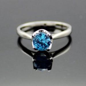 Quality Women 925 Silver Jewelry 5mm Round Blue Topaz Cubic Zircon Ring(R258) wholesale