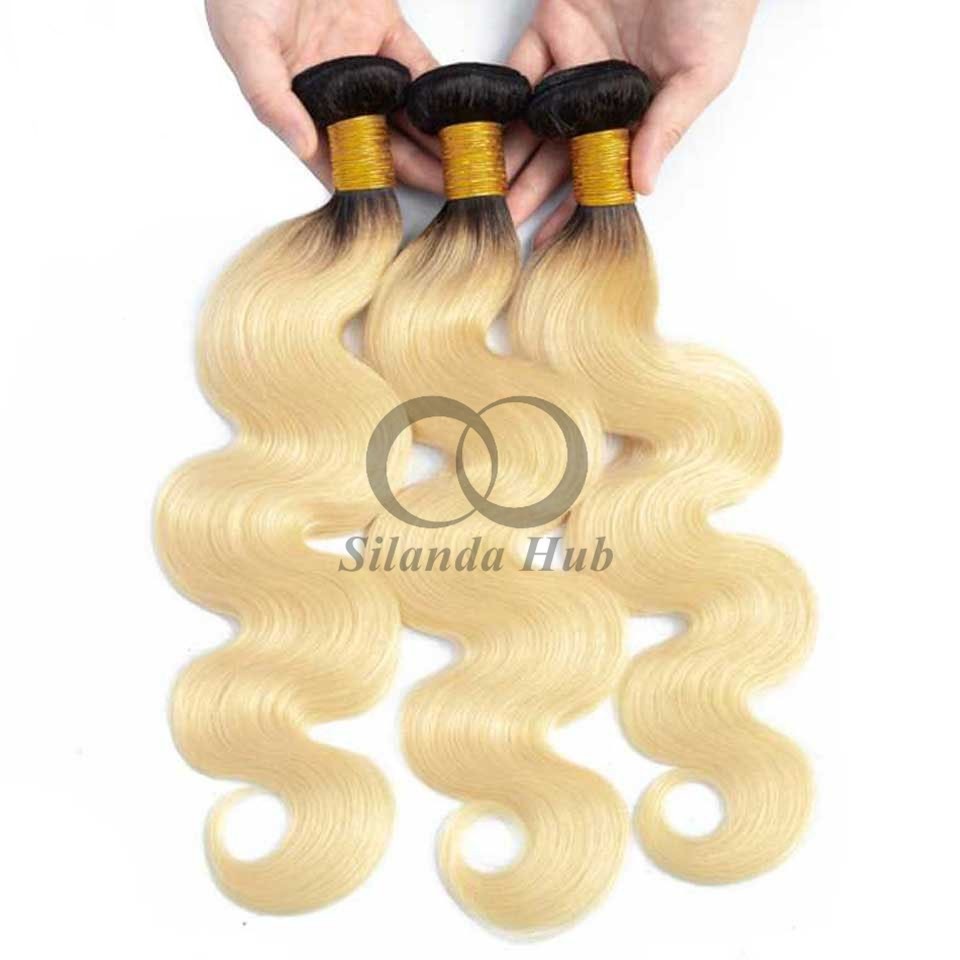 #T1B/613 Bleached Blonde Body Wave Remy Human Hair Bundles Sew In Weave Bundles Brazilian Bundle Deals