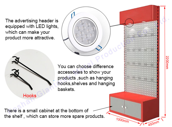 Hardware Products Display Rack Shelf with Hooks Exhibition Stand