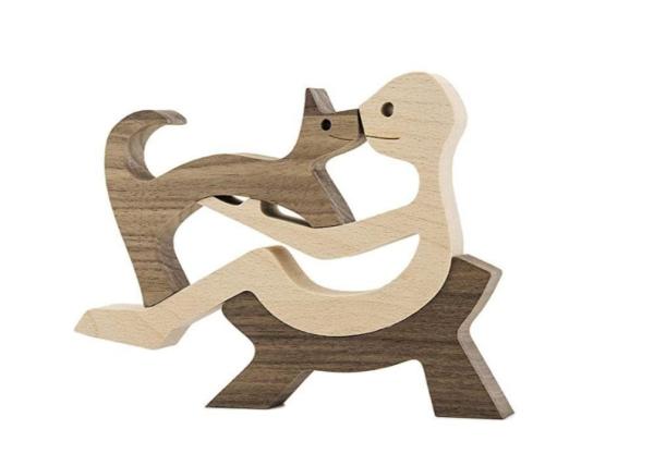 Home Office Wooden Craft Decor Statue Cute Handmade Wooden Figurines Carving