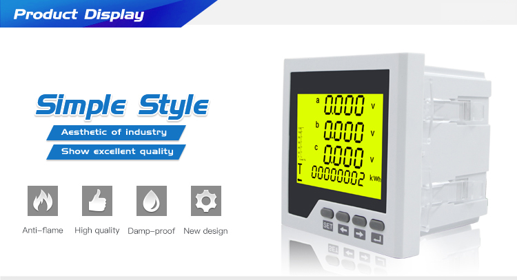 Three Phase LCD display Multifunction Power Meter with harmonic and multi-rate
