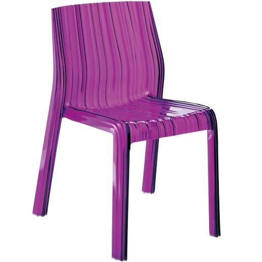 plastic transparent purple Frilly Chair LeisureMod Denville Transparent Black