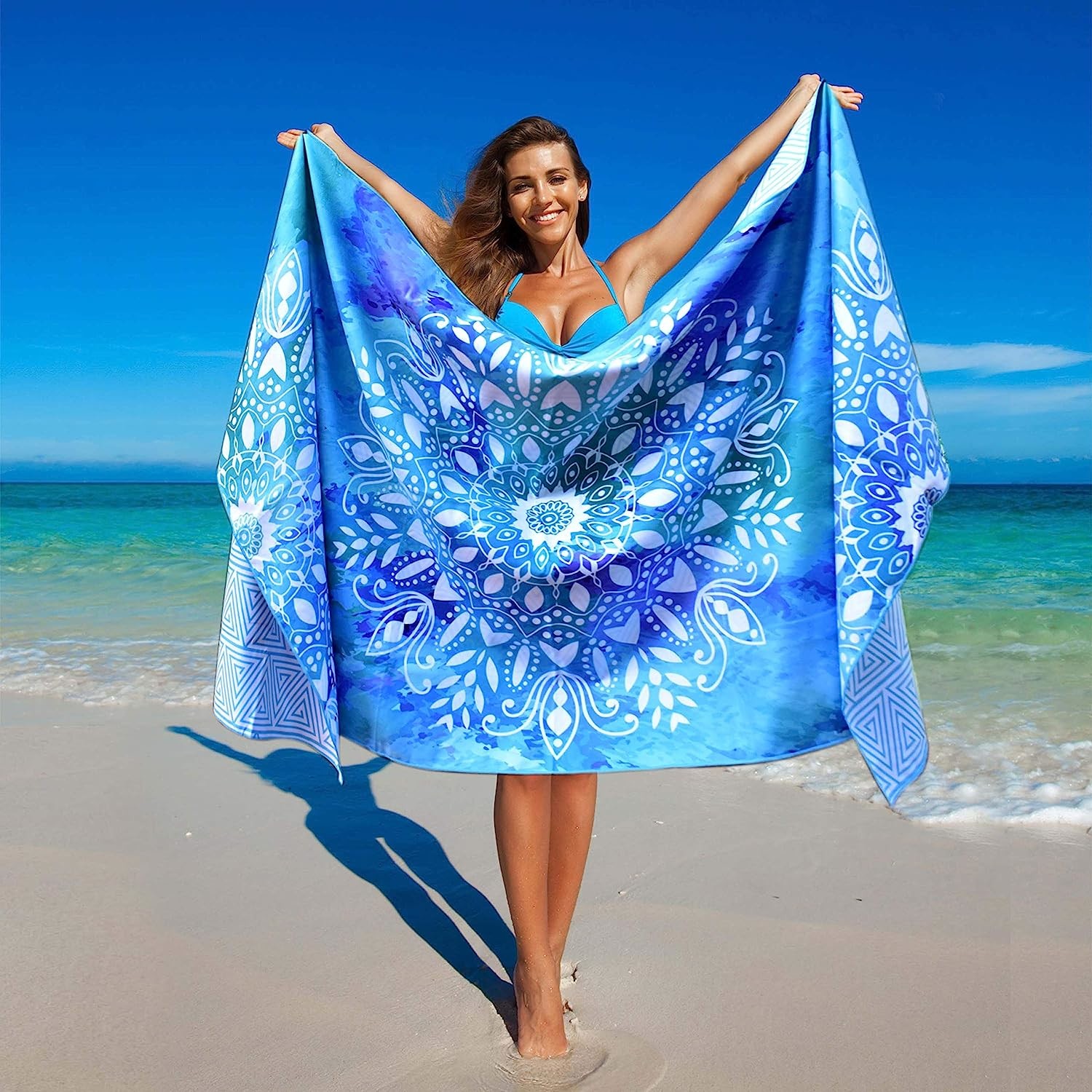Stitching Reinforced Beach Towel With Prints Lightweight And Easy To Carry