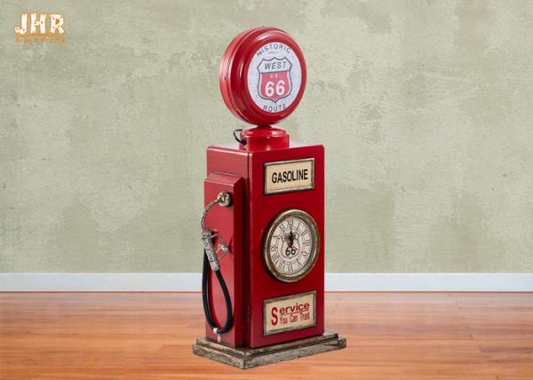 Red Multimedia Storage Rack Decorative Wooden Cabinet Wood Tabletop Clock Red