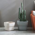 Smooth Surface Fiber Clay Planters In Outdoor Space