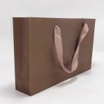 High End Kraft Paper Bag Printed Ribbon Handle Bags Carry Gift 31.5 X 6.4 X 19cm