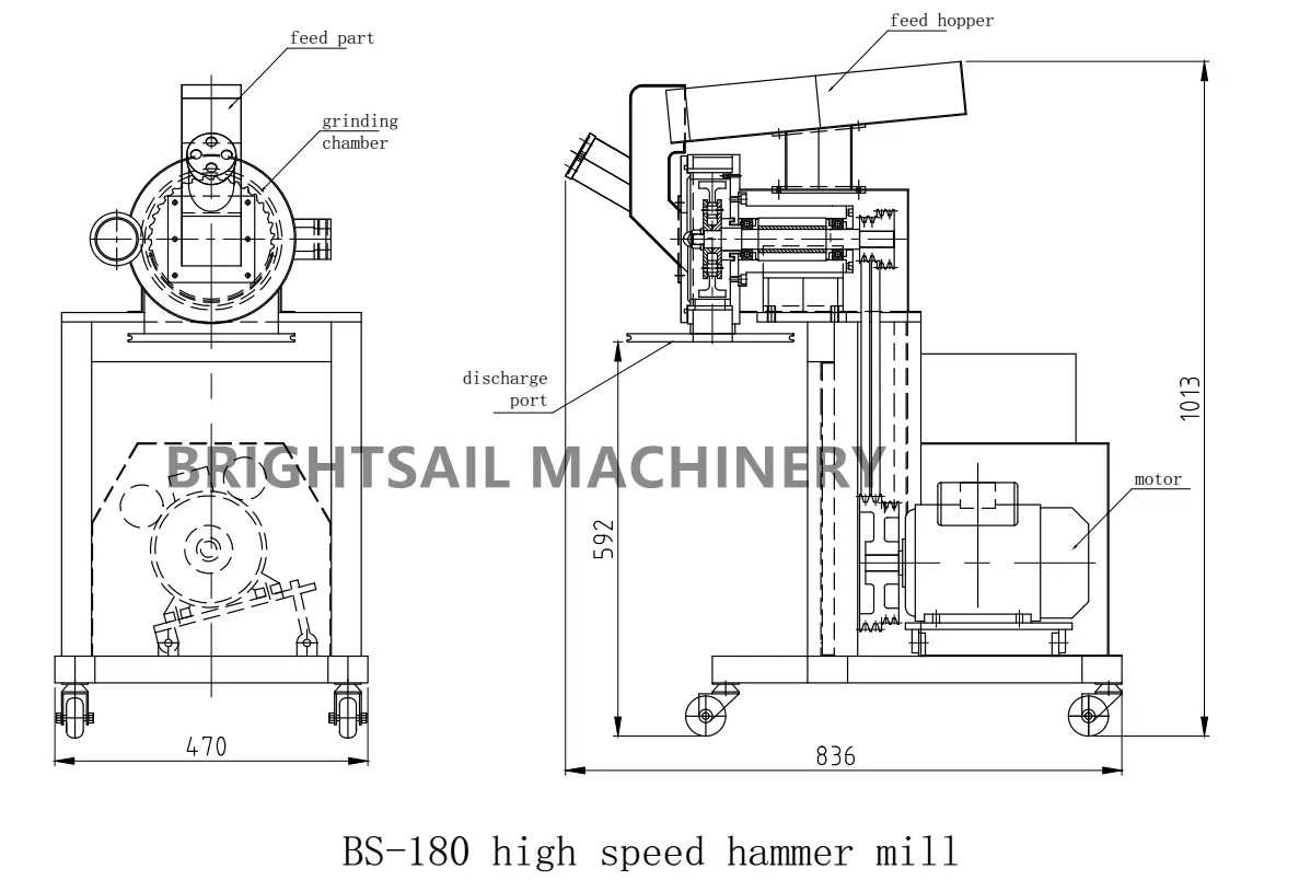 120 Mesh 100-300kg Rice Hammer Mill Machine