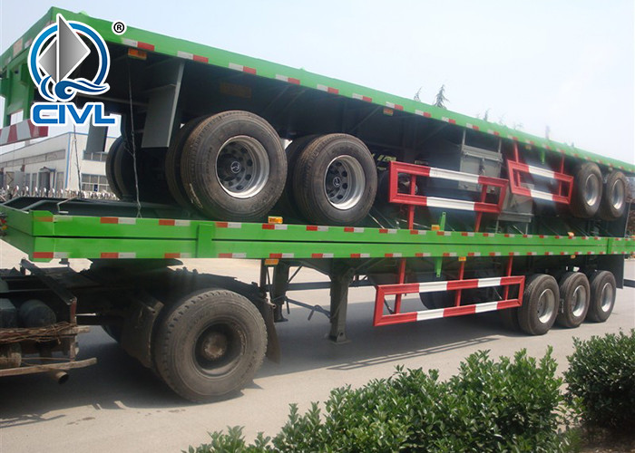 3 Axles New Loading Construction Machines Hydraulic Flatbed Semi Trailer 70 Tons 17m
