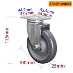 Zinc Coating Light Duty Casters Grey 4 Inch Chair Casters 364P-76