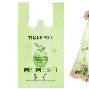 Quality Compostable Material Pla Plastic Bags Eco Friendly Biodegradable T Shirt Shopping Bags wholesale