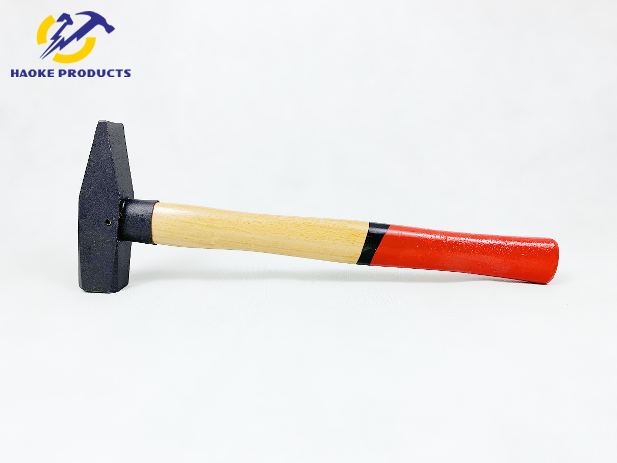 DIN Standard Forged carbon steel German Type Safety Machinist hammer with double color wooden handle